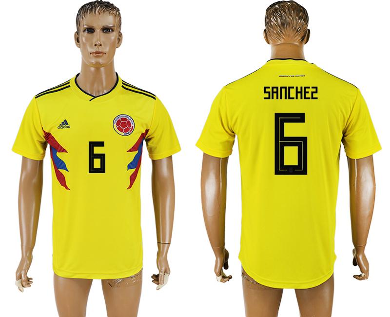 2018 world cup Maillot de foot COLUMBIA #6 SANCHEZ YELLOW